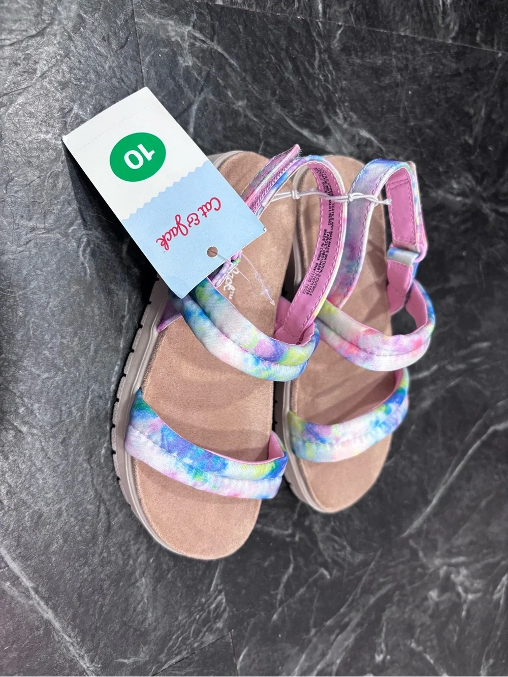 Cat & Jack Kids Tie-Dye Purple Pink Blue Strap Sandals